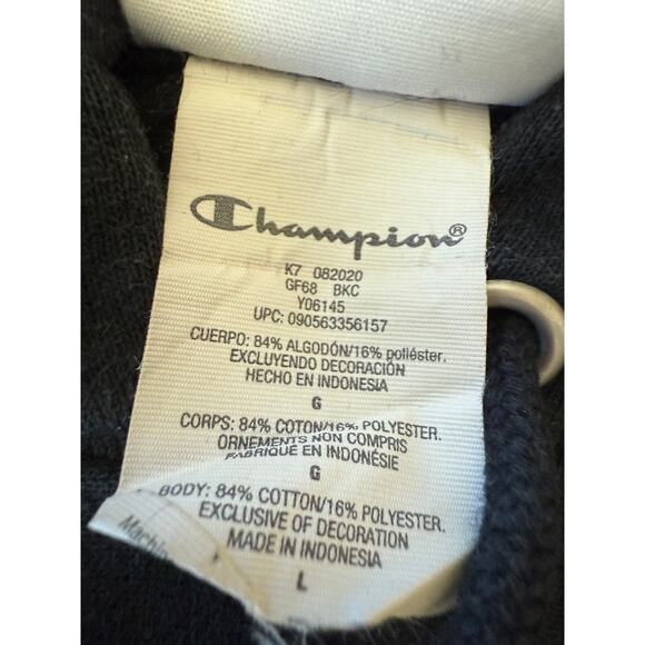 Vtg Champion Reverse Weave Black Hoodie Mens Large Faded Pullover Sweater Y2K - Picture 7 of 9